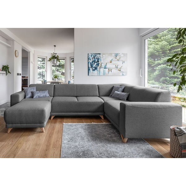 Colțar gri extensibil/cu spațiu de depozitare (cu colț pe partea dreaptă/în formă de "U") Classy Sophie – Miuform-image-1