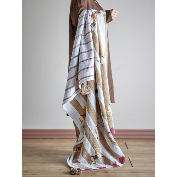 Pătură albă/maro 130x160 cm Merry-go-round – Bloomingville-image-1