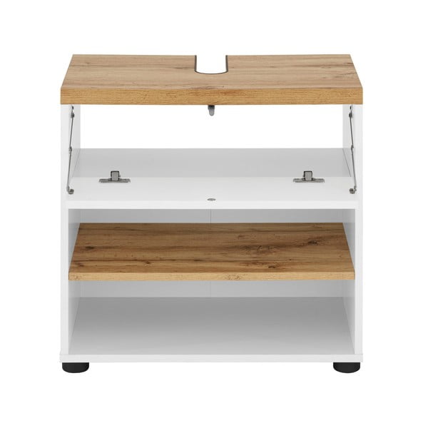 Dulap sub chiuvetă alb cu aspect de lemn de stejar 60x57 cm Thessa – Støraa-image-2