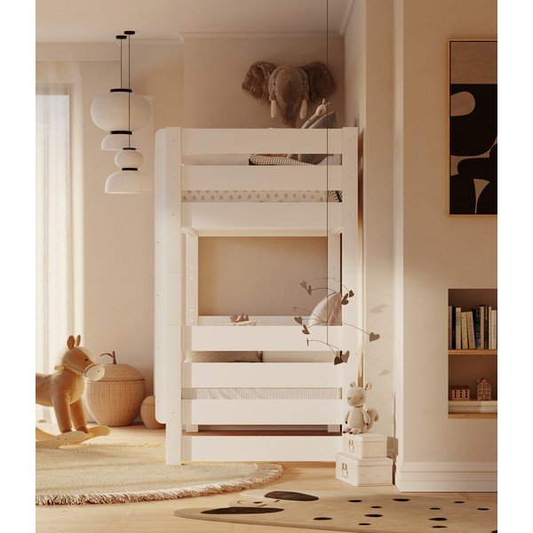 Pat pentru copii  alb supraetajat din lemn de pin 90x200 cm Jan – Olivia Living-image-4