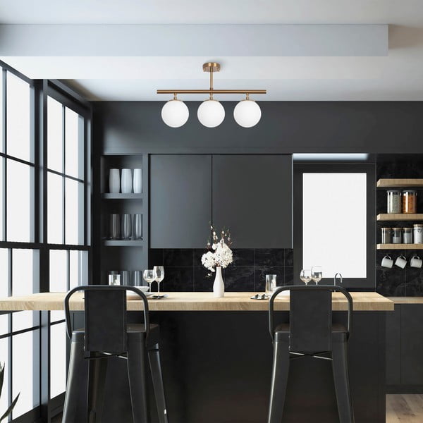 Plafonieră bronz cu abajur din sticlă ø 15 cm Atmaca – Opviq lights-image-1