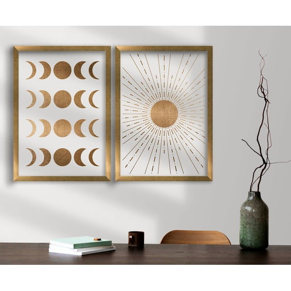 Tablouri 2 buc. 38x53 cm Moon & Sun – Wallity-image-1