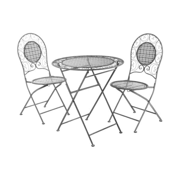 Set masă și 2 scaune pliabile de grădină Premier Housewares Jardin, gri