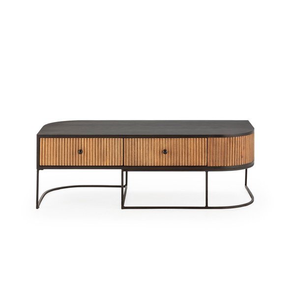 Măsuță de cafea în culoare naturală din lemn de mango 60x120 cm Curve – MOME-image-2