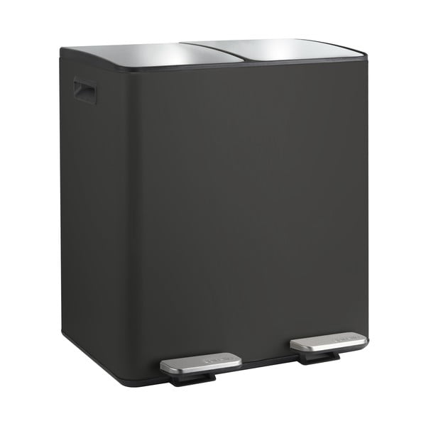 Coș de gunoi negru mat pentru reciclare/cu pedală 2x20 l din oțel   Aliya – Spirella