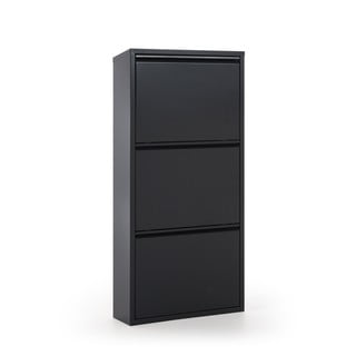Suport de pantofi din metal cu 3 uși verticale Kave Home Rox, negru