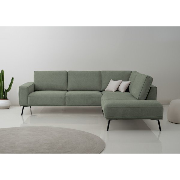 Colțar verde cu tapițerie din chenille (cu colț pe partea dreaptă/în formă de ”L”) Amsterdam – Scandic-image-1