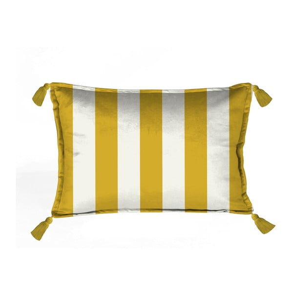 Față de pernă decorativă Velvet Atelier Strips, 50 x 35 cm, alb-galben