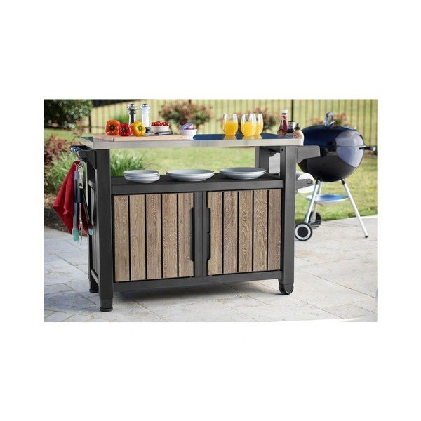 Masă pentru grătar de grădină din plastic 134x52 cm Deco Unity XL – Keter-image-1
