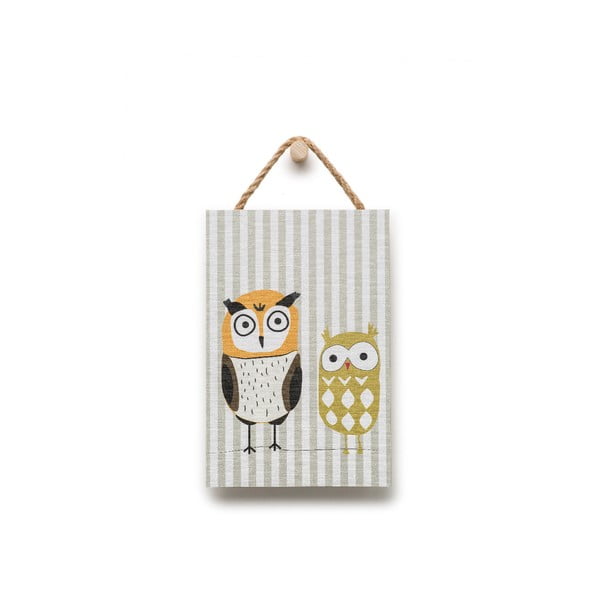 Tablou din lemn KICOTI Owls, 20 x 30 cm, multicolor