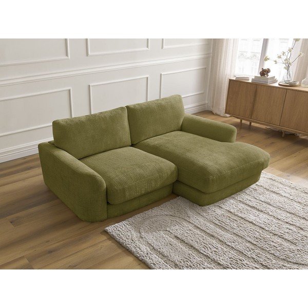 Colțar kaki cu tapițerie din chenille (cu colț pe partea dreaptă/cu șezlong) Leonore – Bobochic Paris-image-4