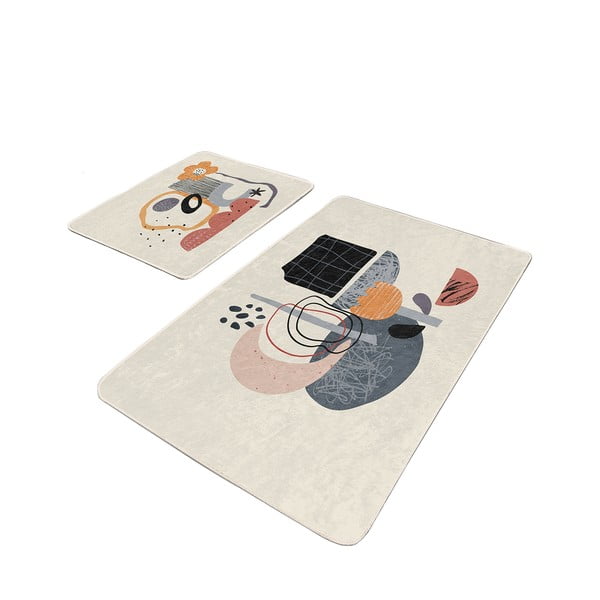 Covorașe de baie bej 2 buc. din catifea 60x100 cm – Mila Home