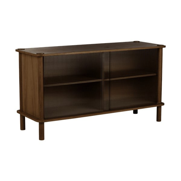 Vitrină maro din lemn de stejar cu ușă glisantă 135x73,5x48 cm Italic – UMAGE-image-1