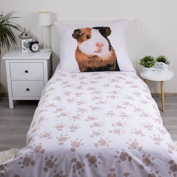 Lenjerie de pat pentru copii albă din bumbac pentru pat de o persoană 140x200 cm Guinea Pig – Jerry Fabrics-image-2