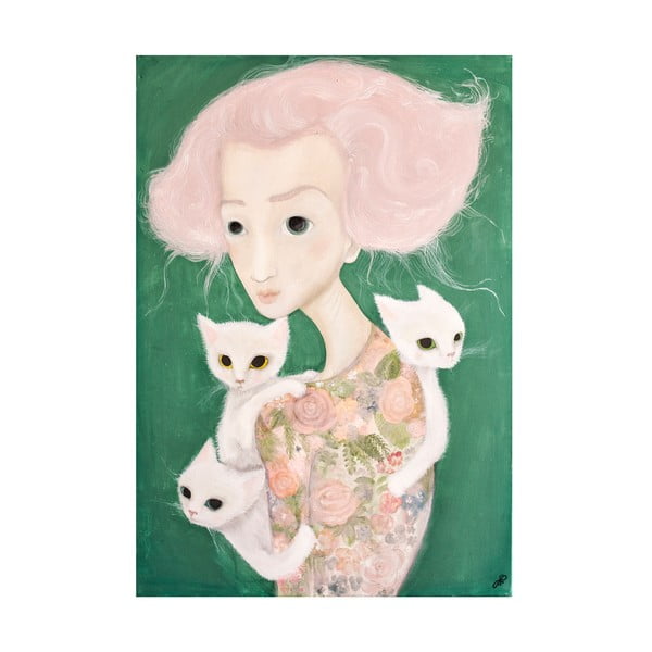 Poster de autor, Léna Brauner, Domnișoara cu malvine, 44 x 60 cm