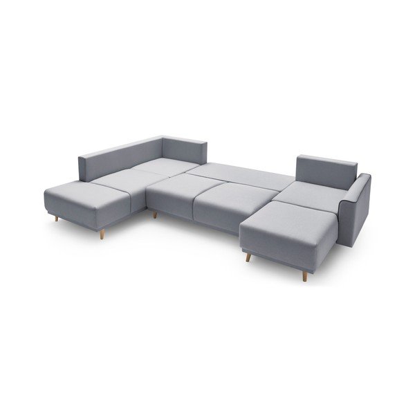 Colțar extensibil cu șezlong pe partea dreaptă Bobochic Paris Panoramique XXL Mola, gri, formă "U"-image-4