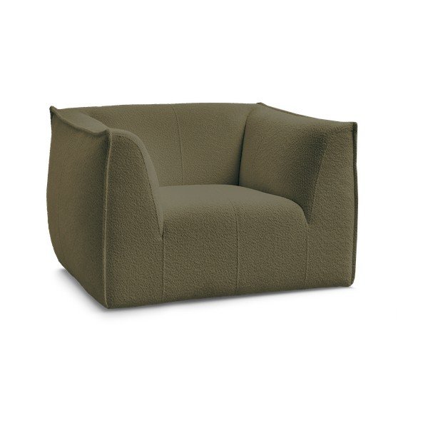 Fotoliu verde cu tapițerie din țesătură bouclé Giorgia – Bobochic Paris