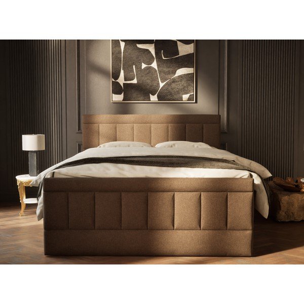 Pat boxspring maro cu spațiu de depozitare 180x200 cm Caya – Maison de Rêve-image-4