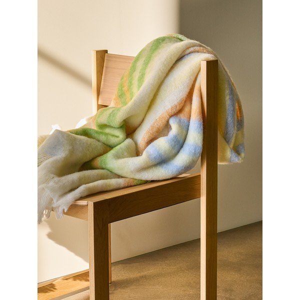 Pătură galbenă/verde din amestesc de lână 140x200 cm Loom – Hübsch-image-1