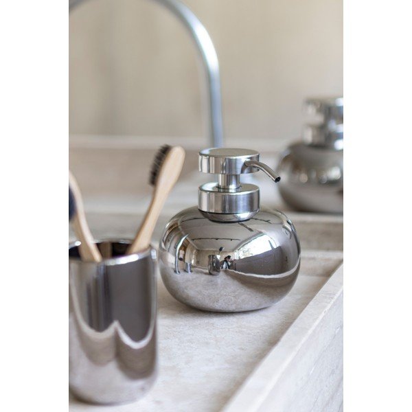 Dozator de săpun lichid argintiu din ceramică 200 ml Lotus – Mette Ditmer Denmark-image-1