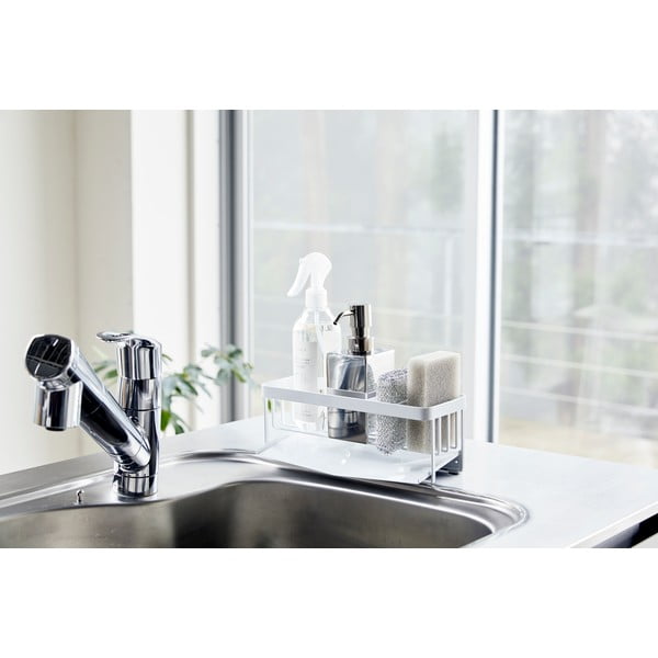 Organizator de chiuvetă din metal Yamazaki Tower, alb-image-4