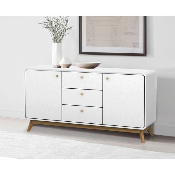 Comodă albă joasă 140x75 cm Caitlin – Støraa-image-1