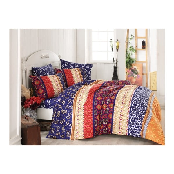 Set lenjerie de pat din bumbac pentru pat de o persoană Ranforce Colourful, 160 x 220 cm