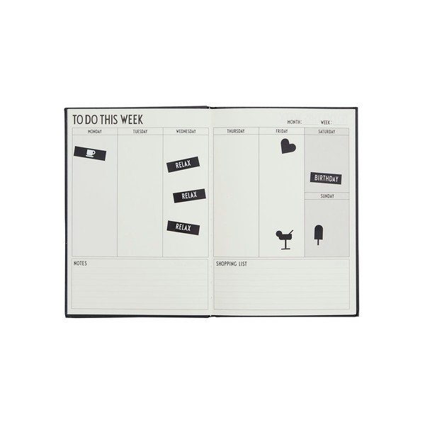 Planificator săptămânal Design Letters Plans, negru-image-1