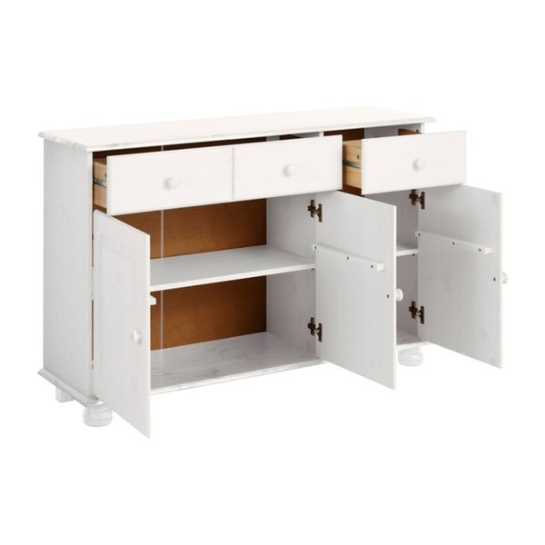 Comodă albă joasă din lemn de pin 116x76 cm Ella – Støraa-image-2