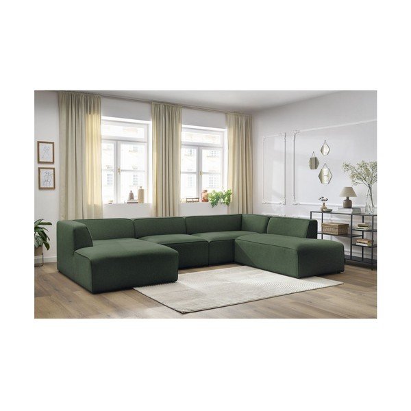 Colțar modular verde (cu colț pe partea dreaptă/în formă de "U") Megeve – Bobochic Paris-image-1