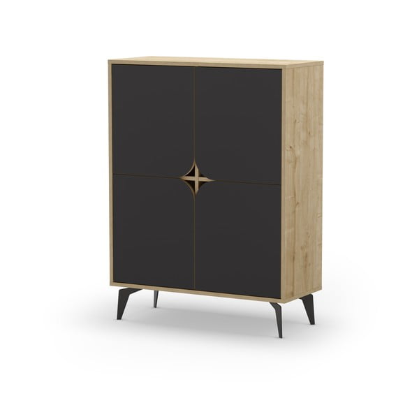 Dulap negru/în culoare naturală cu aspect de lemn de stejar 90x120 cm Nola – Marckeric-image-3