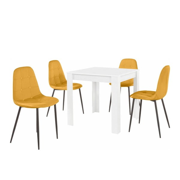 Set masă cu 4 scaune Støraa Lori Lamar Duro, portocaliu