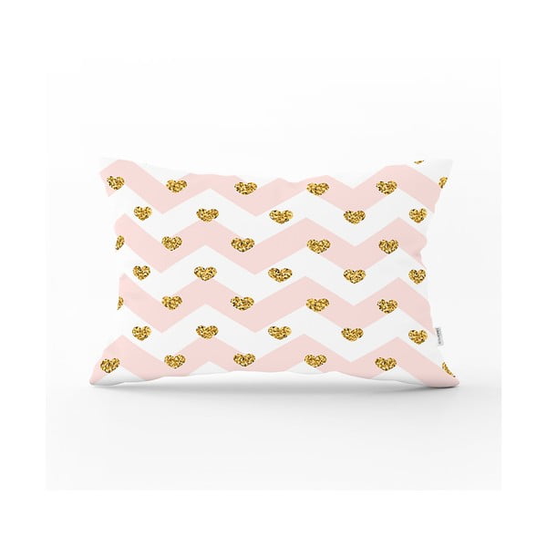 Față de pernă decorativă Minimalist Cushion Covers Gold Hearts, 35 x 55 cm