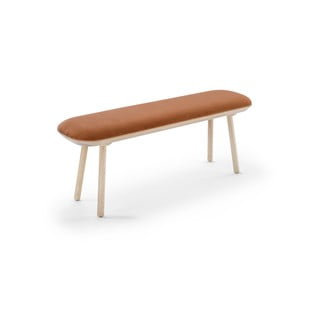 Bancă tapițată din catifea EMKO Naïve, 140 cm, portocaliu-natural