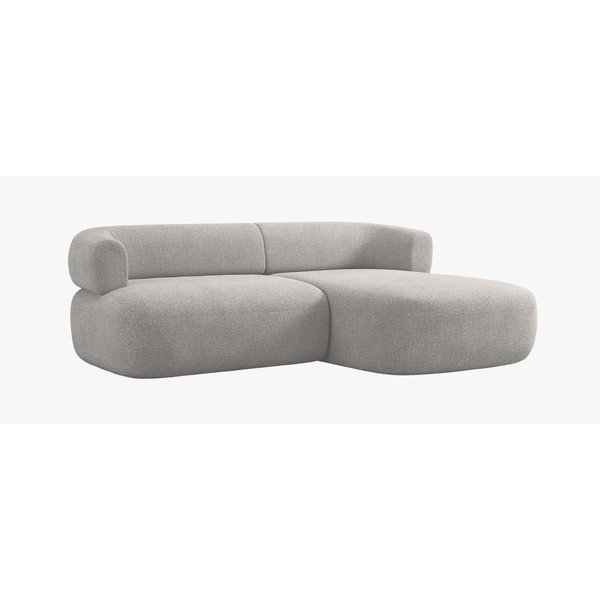 Colțar gri deschis cu tapițerie din țesătură bouclé (cu colț pe partea dreaptă/cu șezlong) Jenny – Micadoni -image-1