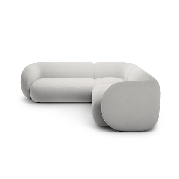 Colțar gri deschis cu tapițerie din catifea Kate – Micadoni -image-1