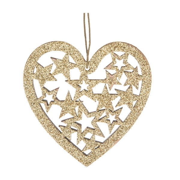 Set 3 decorațiuni de agățat din lemn în formă de inimă Dakls