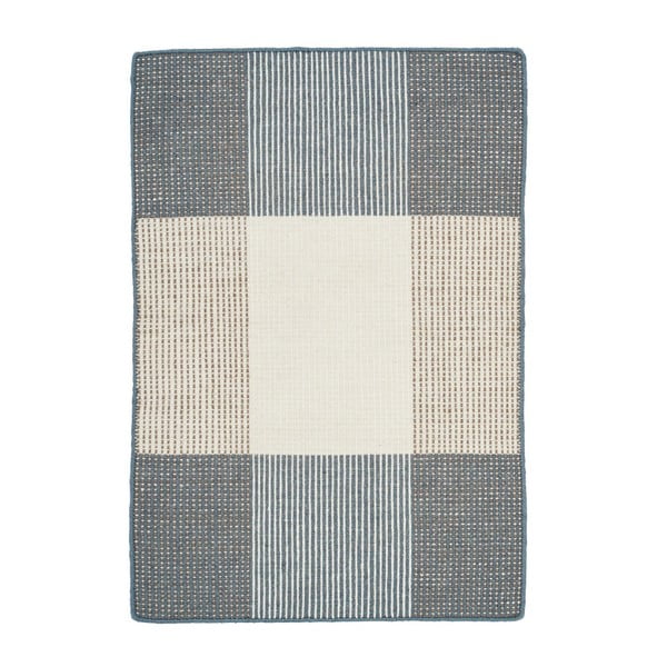 Covor de lână țesut manual Linie Design Bologna, 50 x 80 cm, bej - albastru 