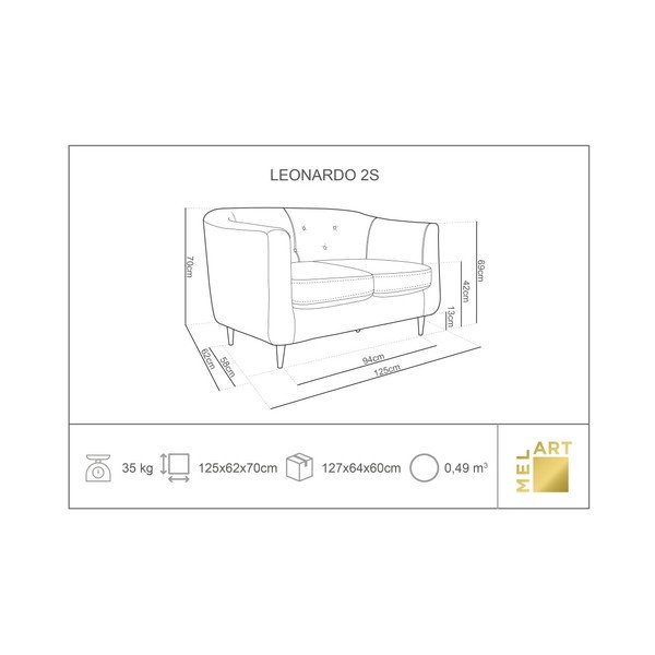 Canapea Kooko Home LOVE, bej, 125 cm-image-4