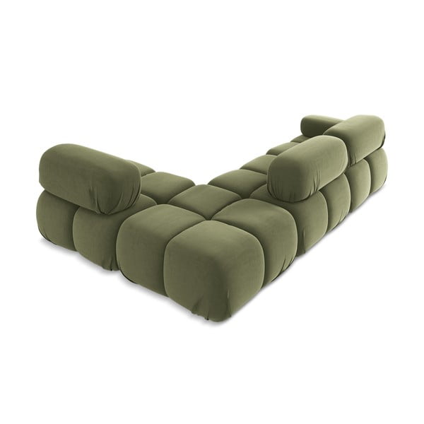 Colțar modular verde deschis cu tapițerie din catifea (cu colț pe partea dreaptă) Lokua – Makamii-image-4