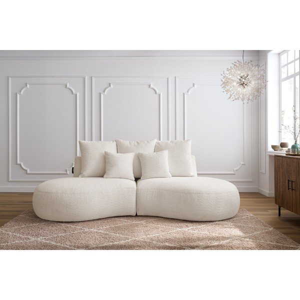 Canapea albă din stofă bouclé 260 cm Saint-Germain - Bobochic Paris-image-1