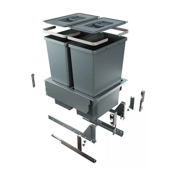 Coș de gunoi gri încorporat din plastic 35 l Block 2.0 – Elletipi-image-2