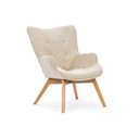 Fotoliu bej cu tapițerie din catifea reiată Niko – Ropez