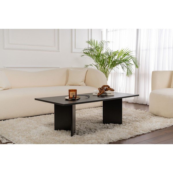 Măsuță de cafea neagră cu aspect mat 60x119 cm Sabin – Kalune Design-image-1