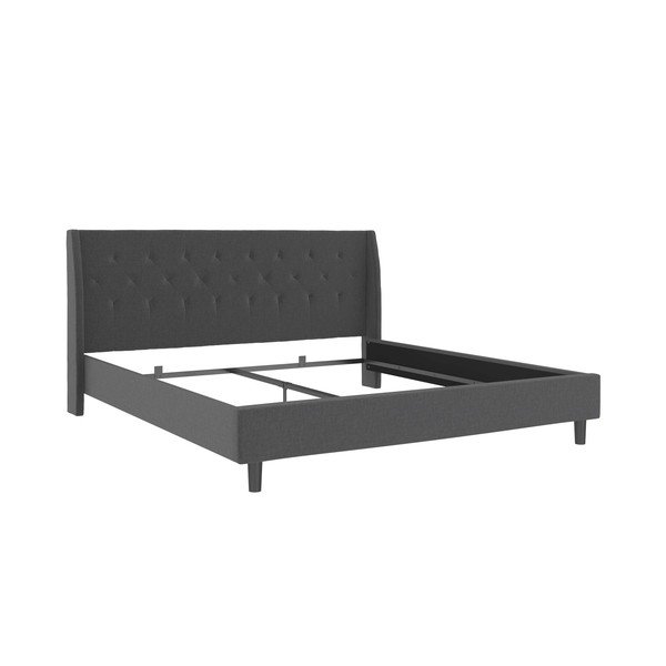 Pat matrimonial gri închis tapițat 180x200 cm Her Majesty – Støraa