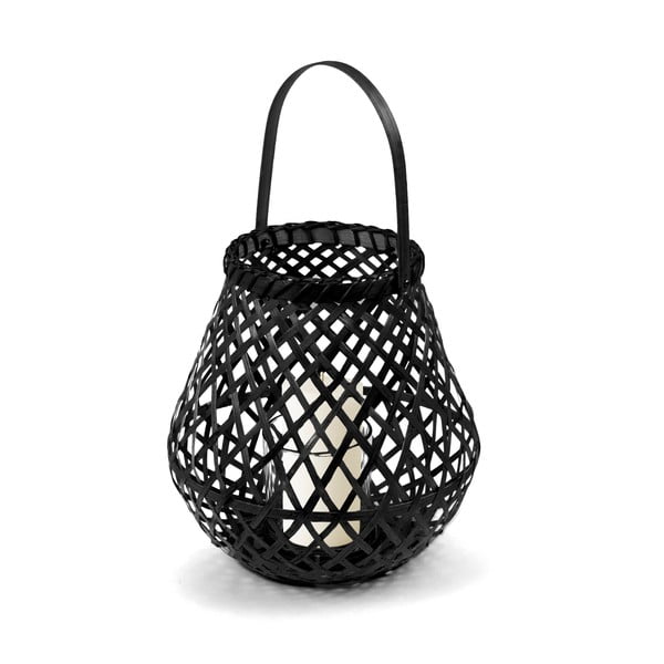 Felinar din bambus Compactor Bamboo Lantern, ⌀ 25 cm, negru