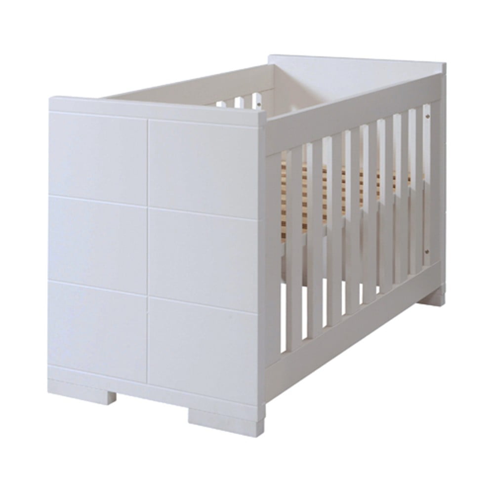 Pătuț pentru bebeluși, convertibil în pat pentru 1 persoană Núvol Blanca, 140 x 70 cm, alb