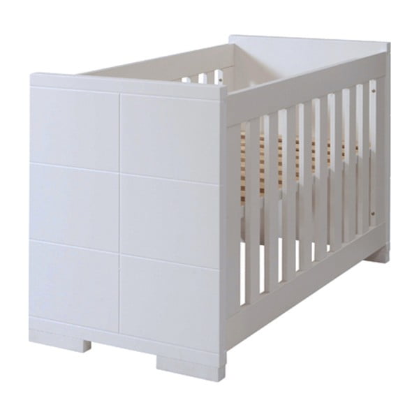 Pătuț pentru bebeluși, convertibil în pat pentru 1 persoană Núvol Blanca, 140 x 70 cm, alb