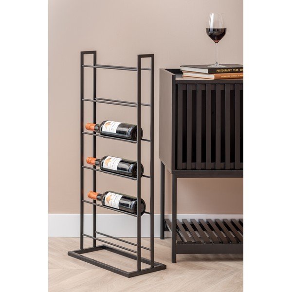 Raft pentru sticle de vin negru din metal număr de sticle 5 38x84,5x20 cm Single Floor – PT LIVING-image-1