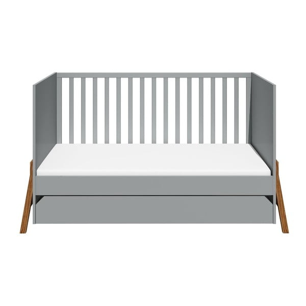 Pătuț pentru copii cu sertar BELLAMY Lotta, 70 x 140 cm, gri-image-1